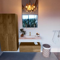 ALAN-DLUX 90cm mobili da bagno Chai 1 cassetto. Lavabo sospeso CLOUD Centro 1 foro per rubinetto, colore Opalo.-2