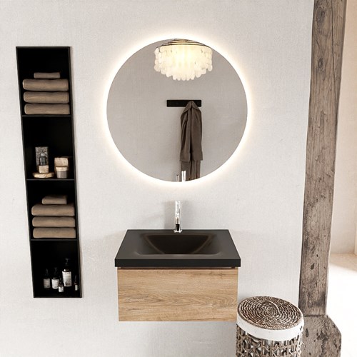 BUKLA 60cm bathroom vanity modular Washed Oak with 1 drawer. Vanity top CLOUD Center 1 tab hole color Urban.-3