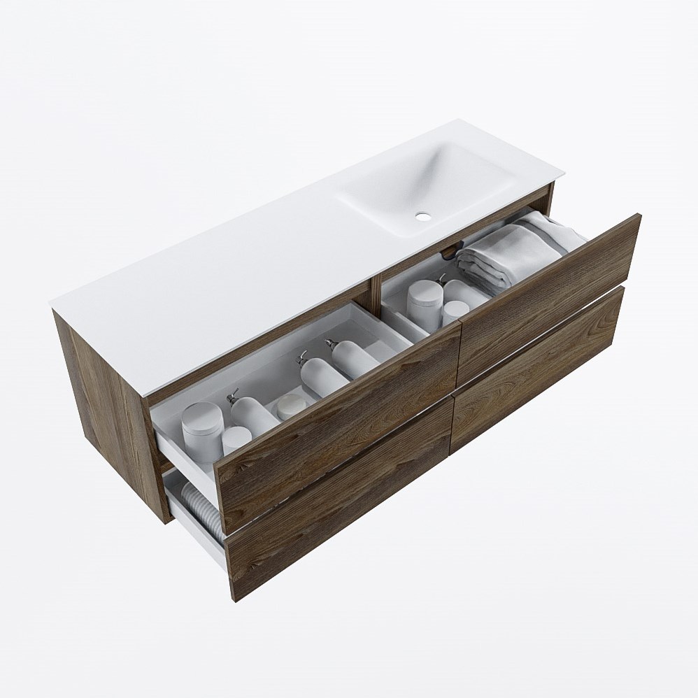 商品画像：VICA 150cm bathroom vanity unit Dark Brown Grey 4 drawers 1