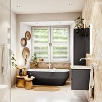 VICA 60cm badmeubel onderkast Dark Grey 2 lades. Wastafel CLOUD midden zonder kraangat, kleur Talc.-3