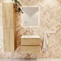 VICA 60cm mobili da bagno Washed Oak 2 cassetti. Lavabo CLOUD Centro senza foro per il rubinetto, colore Talc.-2