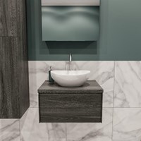 LUSH 60cm meubles de salle de bains Antracite 1 tiroir. Lavabo BARCO Centrée 1 trou pour robinetter.-2