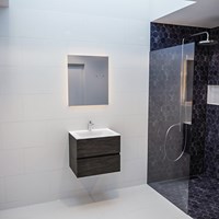 VICA 60cm bathroom vanity unit Dark Brown 2 drawers. Vanity top CLOUD Center 1 tab hole.-3
