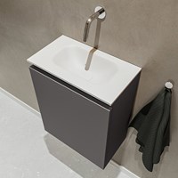 TURE 40cm mueble fondo reducido Dark Grey. EDEN lavabo posición Centro sin orificio color Talc.-2