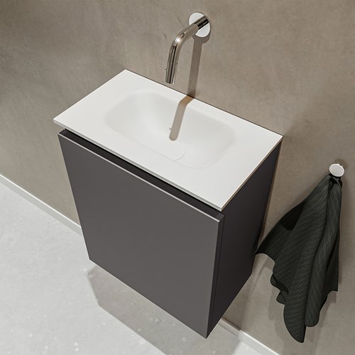 TURE 40cm mobile lavabo Dark Grey. Lavabo EDEN Talc posizione Centro senza foro per il rubinetto.-2