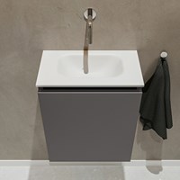 TURE 40cm mueble fondo reducido Dark Grey. EDEN lavabo posición Centro sin orificio color Talc.-3