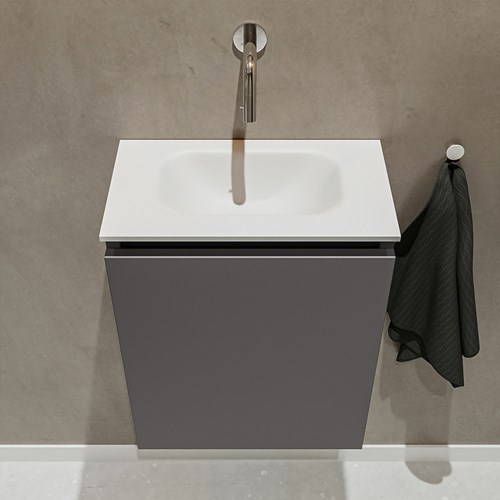 TURE 40cm mobile lavabo Dark Grey. Lavabo EDEN Talc posizione Centro senza foro per il rubinetto.-3