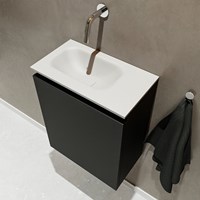 TURE 40cm meuble lave-main Urban. Lavabo EDEN Talc position Gauche sans trou pour robinet.-2