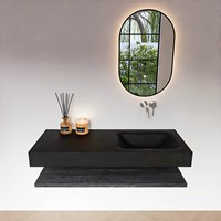 ALAN 120cm badmöbel Melamine ablageregal Antracite. Frei hängende waschtisch CLOUD Rechts kein hahnloch farbe Urban.-3