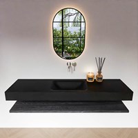 ALAN 160cm mueble de baño Melamine estante Antracite. Lavabo suspendido CLOUD Centro sin orificio color Urban.-3