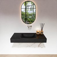 ALAN 100cm badmeubel Melamine planchet Carrara. Vrijhangende wastafel CLOUD Midden zonder kraangat kleur Urban.-3
