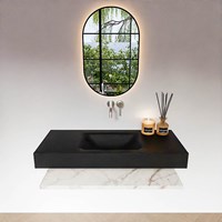 ALAN 110cm badmöbel Melamine ablageregal Carrara. Frei hängende waschtisch CLOUD Mittig kein hahnloch farbe Urban.-3