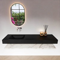 ALAN 160cm badmeubel Melamine planchet Carrara. Vrijhangende wastafel CLOUD Links zonder kraangat kleur Urban.-3