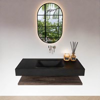 ALAN 110cm badmeubel Melamine planchet Dark Brown. Vrijhangende wastafel CLOUD Midden zonder kraangat kleur Urban.-3