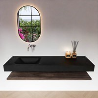 ALAN 160cm badmöbel Melamine ablageregal Dark Brown. Frei hängende waschtisch CLOUD Links kein hahnloch farbe Urban.-3