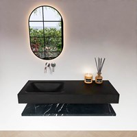 ALAN 120cm mobili da bagno Melamine mensola Marquina. Lavabo sospeso CLOUD Sinistra senza foro per il rubinetto colore Urban.-3