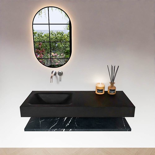 ALAN 120cm mobili da bagno Melamine mensola Marquina. Lavabo sospeso CLOUD Sinistra senza foro per il rubinetto colore Urban.-3