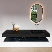 ALAN 170cm badmeubel Melamine planchet Marquina. Vrijhangende wastafel CLOUD Rechts zonder kraangat kleur Urban.-3