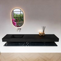 ALAN 200cm mueble de baño Melamine estante Marquina. Lavabo suspendido CLOUD Izquierda sin orificio color Urban.-3