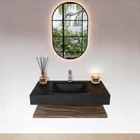 ALAN 90cm mobili da bagno Melamine mensola Mocha. Lavabo sospeso CLOUD Centro 1 foro per rubinetto colore Urban.-3