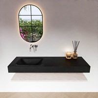 ALAN 140cm meuble de salle de bain Melamine tablette Underlayment. Lavabo suspendu CLOUD Gauche senza foro per il rubinetto couleur Urban.-3