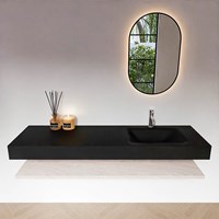 ALAN 160cm mueble de baño Melamine estante Underlayment. Lavabo suspendido CLOUD Derecho 1 orificio color Urban.-3