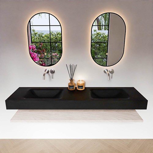 ALAN 170cm mobili da bagno Melamine mensola Underlayment. Lavabo sospeso CLOUD Doppio senza foro per il rubinetto colore Urban.-3