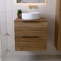 PROYECT 60cm bathroom vanity unit Chai with 2 drawers. Vanity top RONDA Ceramics Center without tab hole Gloss white.-3