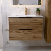PROYECT 80cm mueble de baño Chai con 2 cajones. Lavabo Cerámica Centro 1 orificio Blanco brillo.-3
