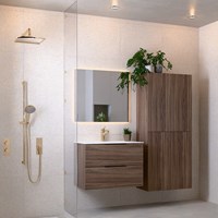 PROYECT 80cm mueble de baño Mocha con 2 cajones. Lavabo solid surface Centro 1 orificio Talc.-2