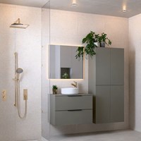 PROYECT 80cm mueble de baño con 2 cajones Smoke. Lavabo RONDA Cerámica Centro 1 orificio Blanco brillo.-2