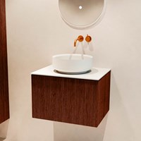 VELOR 60cm meubles de salle de bains couleur Ruby avec 1 tiroir et 0 portes. Vasque à poser COSS Centrée sans trou pour robinet couleur Talc.-2