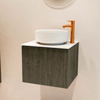 VELOR 50cm badmeubel kleur Shadow met 1 lade en 0 deuren. Waskom COSS Midden 1 kraangat kleur Talc.-2