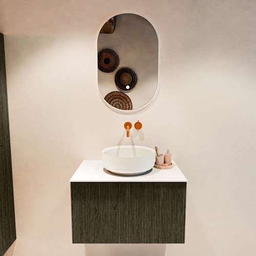 VELOR 70cm meubles de salle de bains couleur Shadow avec 1 tiroir et 0 portes. Vasque à poser COSS Centrée sans trou pour robinet couleur Talc.-3