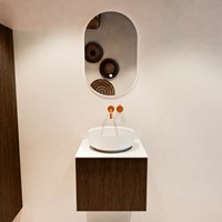 VELOR 50cm meubles de salle de bains couleur Walnut avec 1 tiroir et 0 portes. Vasque à poser COSS Centrée sans trou pour robinet couleur Talc.-3