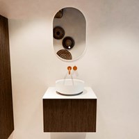 VELOR 60cm meubles de salle de bains couleur Walnut avec 1 tiroir et 0 portes. Vasque à poser COSS Centrée sans trou pour robinet couleur Talc.-3
