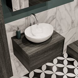 LUSH 60cm meubles de salle de bains Antracite 1 tiroir. Lavabo BARCO Centrée 1 trou pour robinetter.