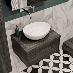 LUSH 60cm meubles de salle de bains Antracite 1 tiroir. Lavabo BARCO Centrée sans trou pour robinet.