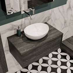 LUSH 80cm meubles de salle de bains Antracite 1 tiroir. Lavabo BARCO Centrée sans trou pour robinet.