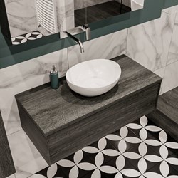 LUSH 100cm meubles de salle de bains Antracite 1 tiroir. Lavabo BARCO Centrée sans trou pour robinet.