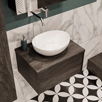 LUSH 60cm meubles de salle de bains Dark Brown 1 tiroir. Lavabo BARCO Centrée sans trou pour robinet.