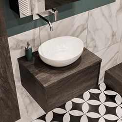 LUSH 60cm meubles de salle de bains Dark Brown 1 tiroir. Lavabo BARCO Centrée sans trou pour robinet.