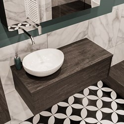 LUSH 100cm meubles de salle de bains Dark Brown 1 tiroir. Lavabo BARCO Gauche sans trou pour robinet.