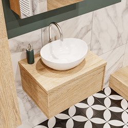 LUSH 60cm meubles de salle de bains Washed Oak 1 tiroir. Lavabo BARCO Centrée 1 trou pour robinetter.