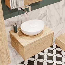 LUSH 60cm meubles de salle de bains Washed Oak 1 tiroir. Lavabo BARCO Centrée sans trou pour robinet.