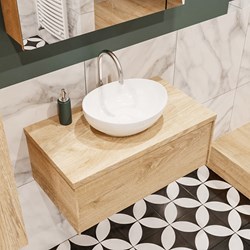 LUSH 80cm meubles de salle de bains Washed Oak 1 tiroir. Lavabo BARCO Centrée 1 trou pour robinetter.