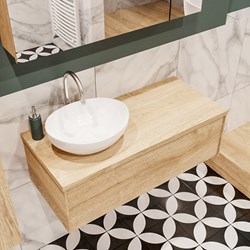 LUSH 100cm meubles de salle de bains Washed Oak 1 tiroir. Lavabo BARCO Gauche 1 trou pour robinetter.