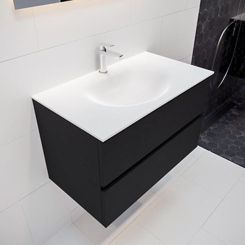 VICA 80cm mueble de baño Urban 2 cajones lavabo MOON Centro 1 orificio.