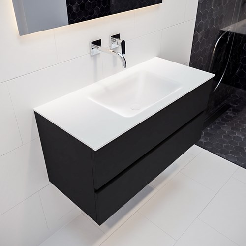 VICA 100cm mueble de baño Urban 2 cajones lavabo CLOUD Centro sin orificio.