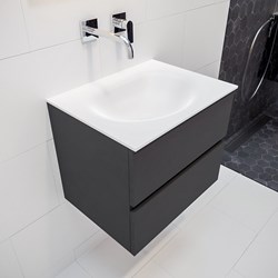 VICA 60cm bathroom vanity unit Dark Grey 2 drawers. Vanity top MOON Center without tab hole.